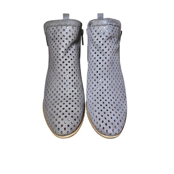 Lucky Brand Healed Leather Perforated Double Zip Bootie Gray Brown Womens 7.5 - Picture 5 of 7